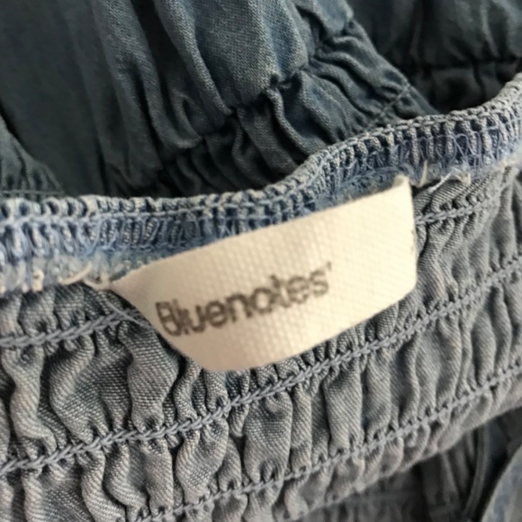 NWOT Bluenotes 100% Cotton Chambray Smocked Tiered Mini Dress XL With Pockets - Picture 13 of 14